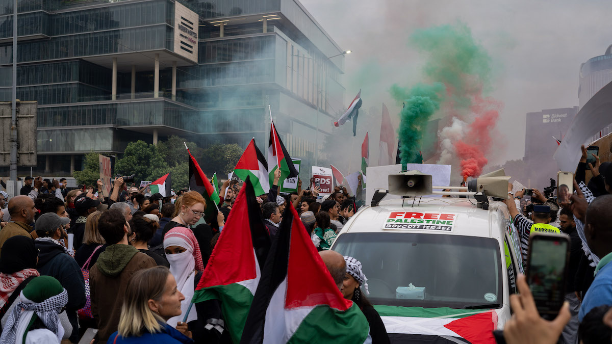 Documentary photojournalism of a street demonstration in Cape Town